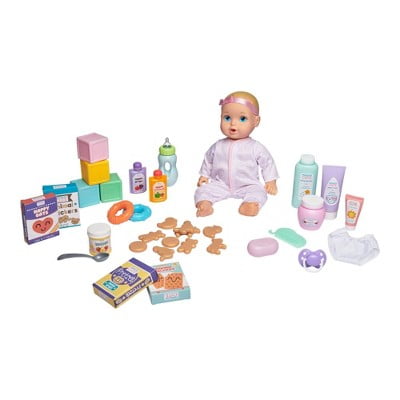 Perfectly Cute Baby Doll Deluxe 36pc Feed & Play Set Blonde With Blue Eyes for sale online